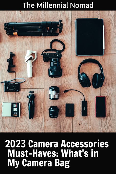 Hey traveler, Want to capture your travel memories in the best possible way? I've put together a list of the must-have camera gear for travel photography in 2023, and I'm sharing it all with you. From my favorite camera body to the lenses and accessories I can't live without, this guide has got you covered. Camera Accessories Must Have, Photographer Must Haves Camera Accessories, Camera Essentials Photographers, Camera Gear Organization, Functional Black Camera Bag For Outdoor, Elegant Camera Bag For On-the-go, Photographer Gear, Versatile Black Camera Bag For On-the-go, Full Frame Camera