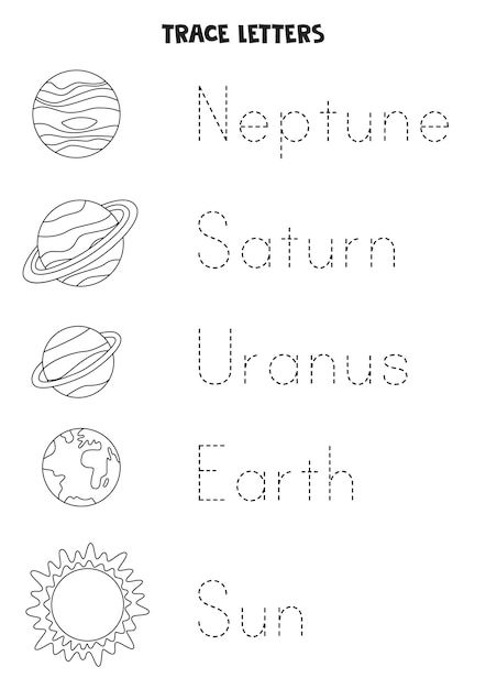 Planets Tracing Worksheet, Solar System Worksheets Preschool, Space And Planets Preschool Activities, Space Tracing Worksheets, Planet Worksheets For Kids Solar System, Solar System For Preschool, Solar System Activities For Preschool, June Worksheets, Space Worksheets For Preschool