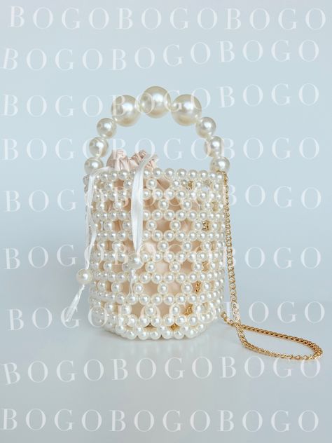 Pearl Beaded Bag, Pearl Bags, Hand Beaded Bag, Hexagonal Design, Satin Pouch, Crystal Bags, Hexagon Design, Big Pearl, Girly Bags