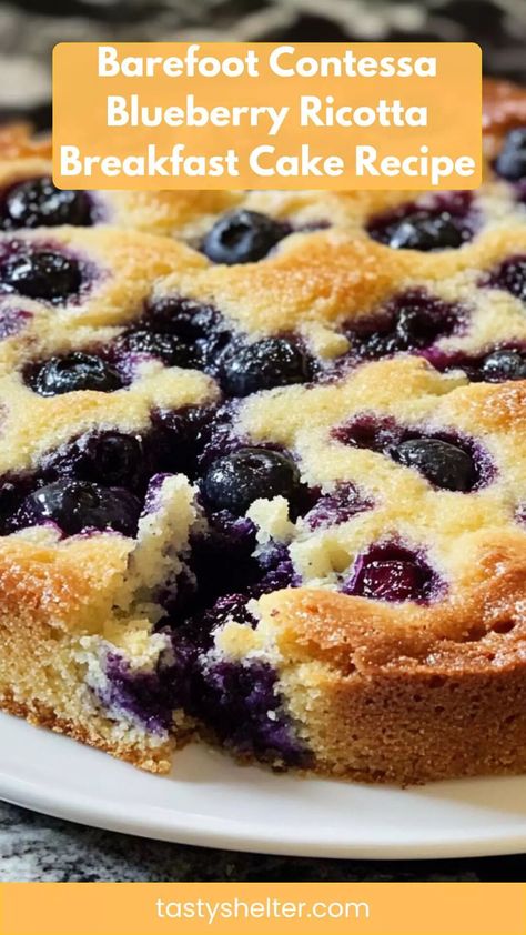 Barefoot Contessa Blueberry Ricotta Breakfast Cake Recipe – Tasty Shelter Ina Garten Blueberry Ricotta Cake, Blueberry Ricotta Breakfast Cake, Ricotta Breakfast Cake, Blueberry Ricotta Cake, Ricotta Breakfast, Ricotta Pound Cake, Blueberry Ricotta, Breakfast Cake Recipes, Brunch Cake