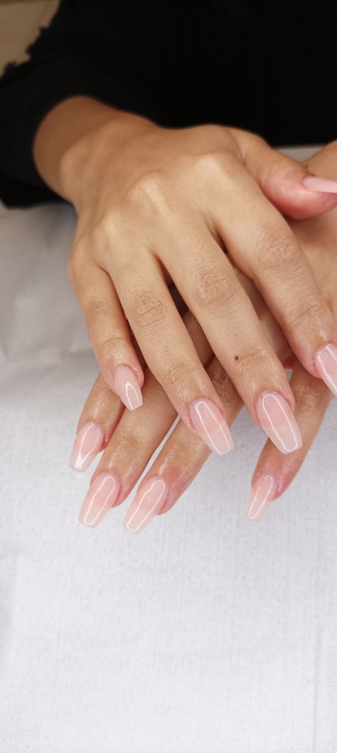 Plain Nail Extensions, Plain Nude Nails, Pink Clear Nails, Nails Extension, Plain Nails, Polygel Nails, Pink Nail Designs, Art Summer, Clear Nails