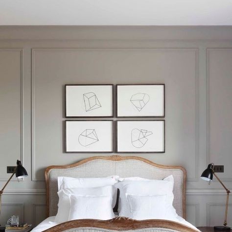 DE ROSEE SA on Instagram: "Ladbroke Penthouse.   Wall panelling is a great way to introduce some character to a space. In this bedroom, we added a simple dado rail and beading to frame the bed in a sophisticated way.  Architect/Interior Design: @deroseesa Photography: @alexanderjamesphoto  Bed: @grahamandgreen Lamp: @pookylights Rug: @westelmuk  . . . . .  #design #interior #homedecor #architecture #home #decor #interiors #homedesign #art #interiordesigner #furniture #decoration #bedroom #interiorstyling #luxury #designer #inspiration #livingroom #furnituredesign #realestate  #architect #designinspiration #interiordecorating #interiordesign" Wall Beading Design Bedroom, Dado Rail Panelling Bedroom, Wall Beading, Bedroom Panelling, Architect Interior Design, Dado Rail, Wall Panelling, Architecture Home, London House