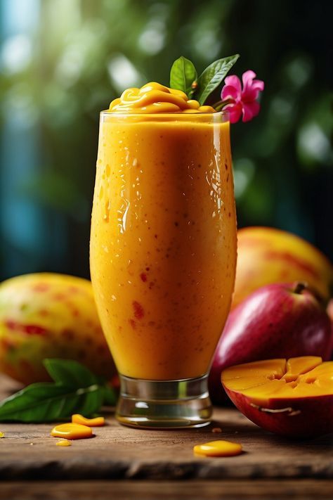 Mango Drinks, Ripe Mango, Milk Dairy, Creamy Yogurt, Kids Cookbook, Mango Chunks, Sweet Cravings, Fruit Photography, Mango Smoothie