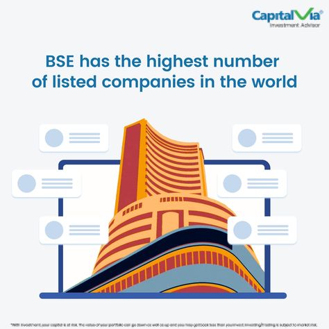 #DidYouKnow - Bombay Stock Exchange (BSE) in India has the highest number of listed companies in the world with an estimated 5689 companies! #CapitalVia #InvestmentAdvisor Bombay Stock Exchange, Investment Advisor, Stock Exchange, Stock Market, A Group, Did You Know, Career, India, My Saves