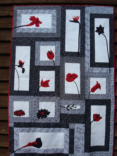 https://flic.kr/p/7byHgF | black and white quilt 003 Black Quilts, Quilted Art, Black And White Quilt, Patch Ideas, Quilt Borders, Black And White Quilts, White Quilts, Red And White Quilts, Homemade Quilts