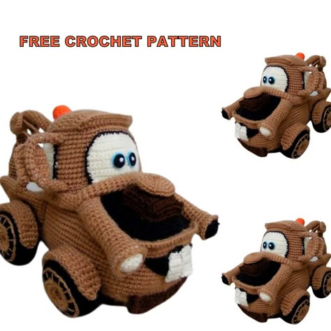 Amigurumi Cars Tow Mater Free Crochet Pattern - Amigurumi SDBES Crochet Gnomes, Disney Crochet Patterns, Tow Mater, Crochet Car, Crochet Disney, Easter Crochet Patterns, Amigurumi Elephant, Free Amigurumi Patterns, Fun Crochet Projects