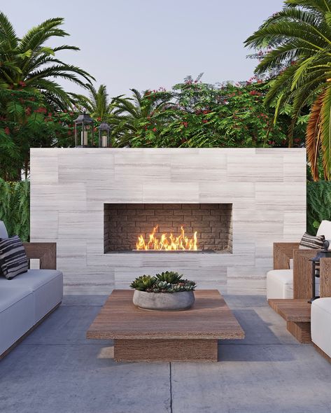 🔥 Cozy up your outdoor oasis with these stunning fireplaces, perfectly complemented by our selection of outdoor tiles! Whether you’re drawn to the serene blues of hexagon tiles, the intricate patterns inspired by Moroccan design, or the sleek minimalism of neutral tones, we’ve got the tile to help you warm up your space just in time for fall. Swipe through and let us know which outdoor space is your favorite! Craftsman Beach House, Sand Marble, Modern Outdoor Fireplace, Honed Marble Tiles, Modern Outdoor Living, Outdoor Fireplace Patio, Outdoor Sitting Area, Backyard Fireplace, Gorgeous Tile