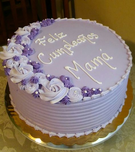 Birthday Cake Recipe Homemade, Purple Birthday Cake, Simple Birthday Cake Designs, Round Birthday Cakes, Buttercream Cake Designs, Birthday Cake For Mom, Birthday Cake Decorating Ideas, Cake With Flowers, Birthday Cake With Flowers