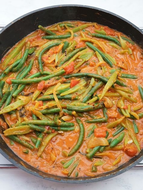 Green Bean, Tomato & Coconut Curry | Recipes | Moorlands Eater Coconut Tomato Curry, Green Bean Curry Indian, Green Beans Curry Indian, Green Bean Curry Recipes, Indian Green Beans Recipe, Curry Green Beans, Green Beans Recipe Indian, Indian Green Beans, Green Bean Curry