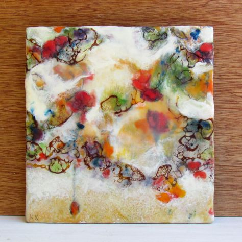 Original Encaustic Painting - Abstract Flower Painting - Floral Garden Mist - Beeswax Art - KlynnsArt on Etsy, $75.00 Cold Wax Painting Technique, Encaustic Art Techniques, Beeswax Art, Easy Painting Projects, Encaustic Collage, Encaustic Wax Art, Encaustic Mixed Media, Cold Wax Painting, Wax Art