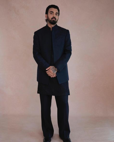 Black at its finest 🖤 Tap the 🔗 in bio for more on #AnantRadhikaWedding Band Gala Suit Men, Latest Indowestern Outfits For Men, Indowestern Outfits For Men, Men Jodhpuri, Indian Wedding Clothes For Men, Sangeet Outfit, Indian Celebrity, Mens Kurta Designs, Mens Kurta