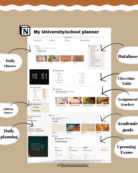 notion study planner template Notion Templets, Notion Templates For Students, Study Planner Free, Free Notion Templates, School Planner Template, Notion Ideas, Notion Inspo, Life Planner Organization, Wedding Organizer Planner