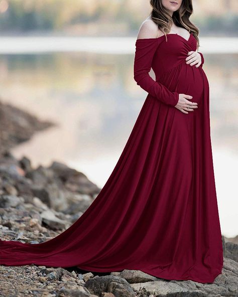 Baby shower outfits for guest, Baby shower outfits for mom fall Shower Outfits For Guest, Maroon Dress Maternity Pictures, Maternity Maroon Dress, Maternity Photography Burgundy Dress, Marroon Maternity Dress, Baby Shower Outfit For Guest, Baby Shower Gown, Red V-neck Maternity Dress, Mom Fall