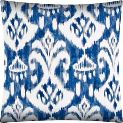 Bungalow Rose Monett Zippered Indoor/Outdoor Pillow Cover Indigo Ikat, Bed Ensemble, Vintage Throws, Vintage Throw Pillows, Outdoor Pillow Covers, Indoor Outdoor Pillows, Ikat Pattern, Bohemian Area Rugs, Cotton Throw Pillow