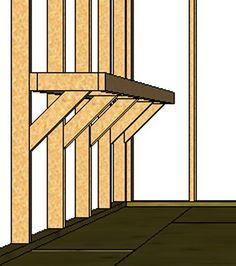 how to build shelves in shed Well....my attached garage "room/shed" is now my pantry and I need shelving....I have exposed beams so this may work? Build Shelves, Shed Shelving, Garage Organization Ideas, Plan Garage, Storage Shed Organization, Build Your Own Shed, Garage Room, Lean To Shed, Shed Organization