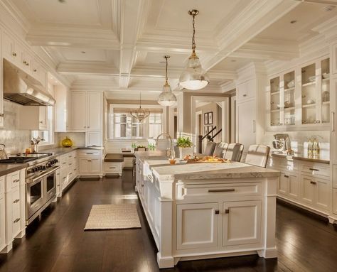 Dream Kitchens Design, Best Kitchen Designs, White Kitchen Design, 아파트 인테리어, Luxury Kitchen Design, Style Deco, Transitional Kitchen, Luxury Kitchens, Kitchen Photos