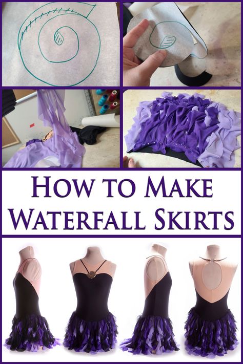 Skating Dress Patterns, Sewing Spandex, Waterfall Skirt, Diy Kostüm, Image Collage, Dance Outfit, Costume Patterns, Dance Skirt, Figure Skating Dresses