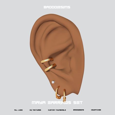 MAYA EARRINGS SET | BADDDIESIMS on Patreon Earing Sims 4 Cc Patreon, Sims 4 Custom Content Earrings, Sims 4 Piercings Maxis Match, Sims 4 Earings Patreon, Sims 4 Rings Maxis Match, Sims 4 Cc Maxis Match Jewelry Set, Ts4cc Earrings, Sims 4cc Piercings, Piercings Sims 4 Cc Maxis Match