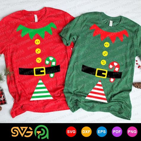 Diy Elf Costume, Xmas Clip Art, Sharpie Projects, Elf Suit, Elf Outfit, Elf Pajamas, Christmas Elf Costume, Kids Shirts Design, Elf T Shirt