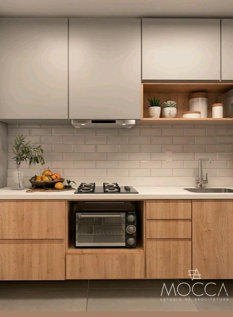 Kitchen Lower Cabinets, Small Kitchen Colors, Makeover Kitchen, Desain Pantry, Wallpaper Kitchen, Paint Kitchen, Small Kitchen Decor, Sink Kitchen, Wall Decor Kitchen