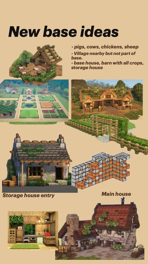 Minecraft Village Layout Plans, Minecraft Hub Design, Minecraft Hunter House, Mountain Side Village Minecraft, Minecraft Villages Ideas, Minecraft Wood Types, Coolest Minecraft Builds, Ranch House Minecraft, Survival Houses Minecraft