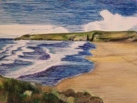 Watercolour pencil crayon Watercolour And Pencil Crayon, Beach Colored Pencil Drawing, Gcse Art Sketchbook Beach, Gcse Art Sketchbook Seaside, Pencil Crayon, Watercolor Pencils, Pencil Art, Crayon, Pencil