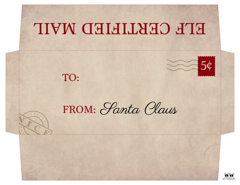 Printable Santa Envelope Template-Page 7 Letter From Santa Envelope, North Pole Envelope Free Printable, Envelope From Santa, Santa Envelope Printable Free, Santa Envelope, Santa Claus Mail, Christmas Envelope Template, Free Printable Santa Letters, Envelope Design Template