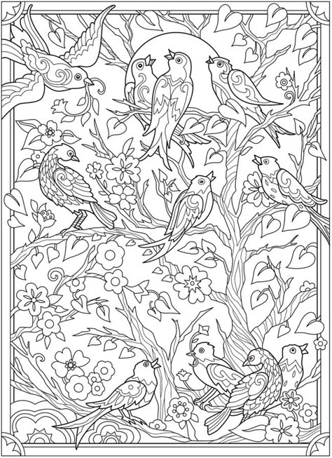 Dover Coloring Pages, 3d Relief Art, Marjorie Sarnat, Relief Painting, Persian Art Painting, Relief Art, Dover Publications, Bird Coloring Pages, Detailed Coloring Pages