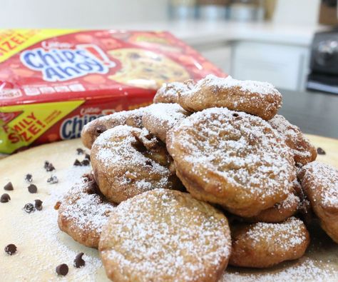 Fun Fair Food, Deep Fried Fair Food, Deep Fried Desserts, Chips Ahoy Cookies, Fair Season, Deep Fried Recipes, Fried Dessert, Fried Chips, Warm Desserts