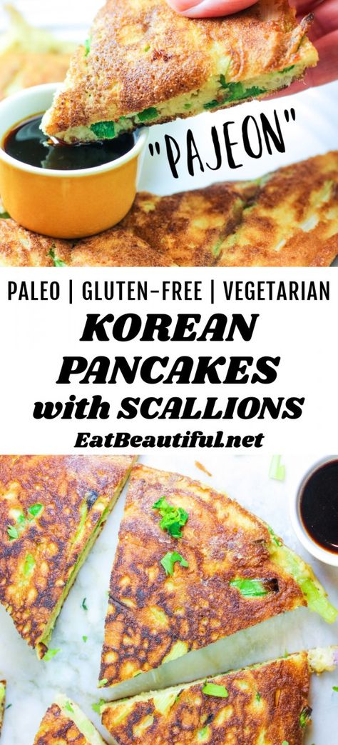 Pajeon Recipe, Chinese Pancakes, Scallion Pancake Recipe, Veggie Pancakes, Korean Pancake, Eat Beautiful, Paleo Vegetarian, Vegetable Pancakes, Popular Appetizers