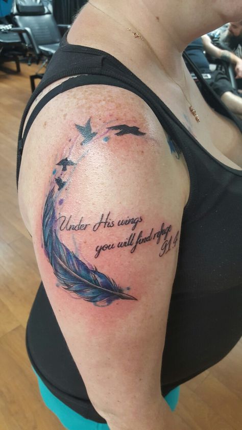 Psalm 91 4 Tattoo, Psalms 91 4, Psalms 91, Christian Tattoo, Psalm 91 4, 4 Tattoo, Feather Tattoo, Psalm 91, Tat Ideas