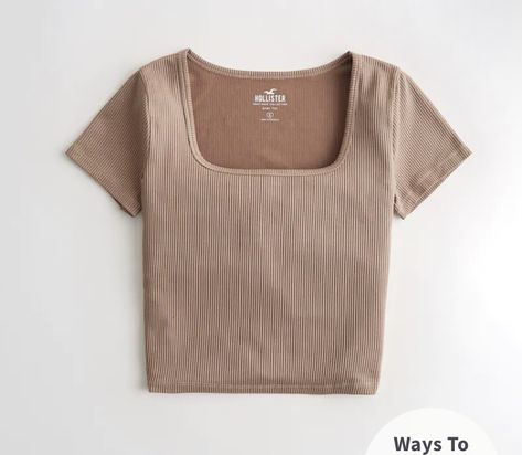 SEAMLESS FABRIC SQUARE-NECK T-SHIRT $16.95 Casual Preppy Outfits, Cute Preppy Outfits, Hollister Tops, Preppy Outfits, Dream Clothes, New Wardrobe, Website Builder, Cute Casual Outfits, Cute Tops