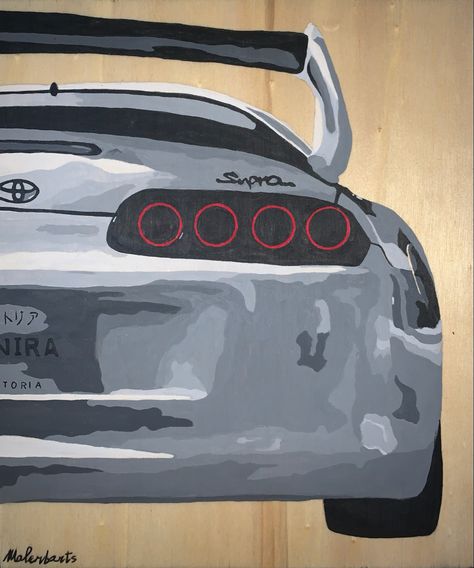 Supra Painting Easy, Toyota Supra Painting, Supra Mk4 Painting, Simple Car Painting Canvas, Toyota Supra Sketch, Supra Painting, Supra Mk4 Drawing, Easy Car Painting, Supra Sketch