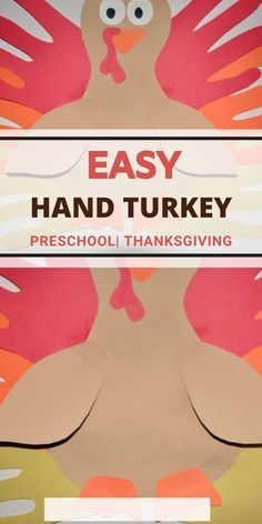 Hand Turkey Craft, Turkey Crafts For Kids, Handprint Turkey, Turkey Handprint Craft, Hand Turkey, Fun Thanksgiving Crafts, Craft For Preschoolers, Turkey Handprint, Thanksgiving Turkey Craft