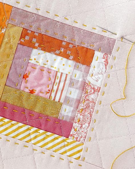 How To Quilt A Log Cabin Block, Hand Quilted Log Cabin Quilt, Log Cabin Quilt Settings, Log Cabin Quilting, 8 Inch Log Cabin Quilt Block, Large Log Cabin Quilt Block, Log Cabin Block, Hand Quilting Patterns, Homemade Quilts