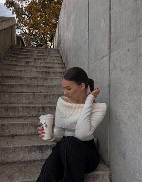 Off Shoulder Fold Over Sweater, Off The Shoulder Sweater Outfit Fall, Off Shoulder Sweater Aesthetic, Over The Shoulder Sweater Outfits, Off The Shoulder Top Outfit Winter, Cold Weather Photoshoot, Off Shoulder Sweater Outfit, Off The Shoulder Sweater Outfit, Off The Shoulder Top Outfit