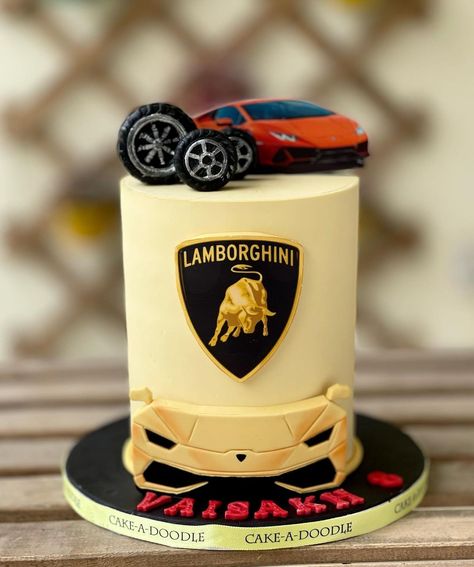 Ferrari Cakes For Boys, Lamborghini Cakes For Boys, Car Cake Designs For Kids, Lamborghini Birthday, Lamborghini Cake, Car Cakes For Boys, Ferrari Cake, Cars Cake Design, Doodle Cake