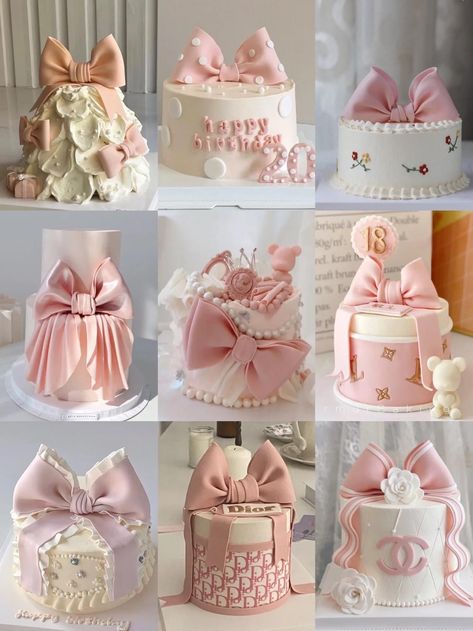 Korean Pastry, Wedding Cake Simple Elegant, Lol Doll Cake, Bow Cake, Bow Cakes, High Tea Party, Barbie Cake, Cakes For Women, Simple Birthday Cake