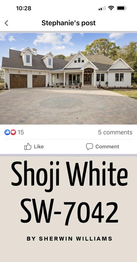 Shoji White Sherwin Williams Exterior Brick, Shoji White Exterior House, Shoji White Sherwin Williams Exterior, Greek Villa Sherwin Williams Exterior, Shoji White Sherwin Williams, Painted Brick House Exterior, Greek Villa Sherwin Williams, Guest House Design, White Sherwin Williams