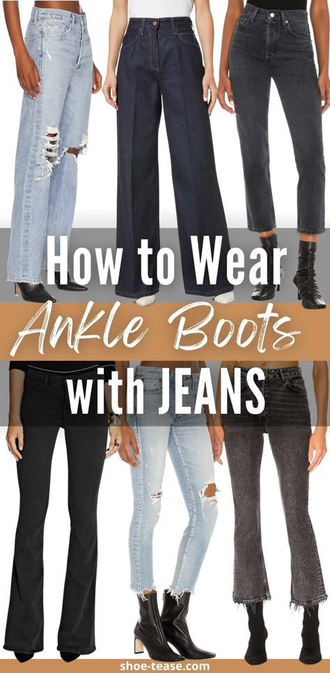 How to Wear Ankle Boots with Jeans for Women: The Ultimate Guide Wide Ankle Boots Outfit, Mid Calf Heel Boots Outfit, Jeans And Boots 2023, Ankle Cowboy Boots With Jeans, Ankle Boot Outfits Dressy, High Heel Ankle Boots Outfit How To Wear, Kitten Heel Ankle Boots Outfit, How To Style Black Ankle Boots, How To Wear Black Ankle Boots