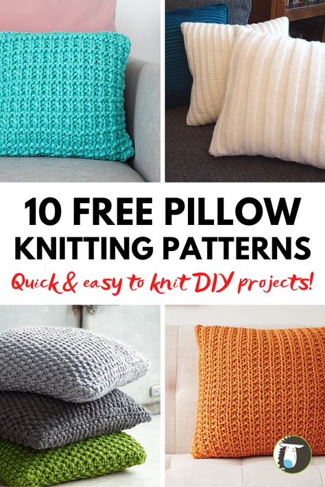 10 FREE Easy to Knit Pillow and Cushion Knitting Patterns Knitted Cushion Pattern, Cushion Knitting, Pillow Knitting, Knitted Cushion Covers, Cushion Cover Pattern, Throw Pillow Pattern, Pillow Covers Pattern, Crochet Cushion, Crochet Cushion Cover