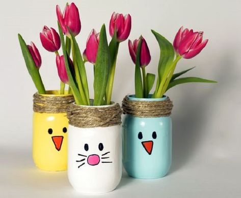 Spring Craft Ideas For Adults, Spring Crafts For Adults, Spring Craft Ideas, Small Easter Gifts, Craft Ideas For Adults, Easter Mason Jars, Mason Jar Design, Spring Craft, Easy Easter Crafts