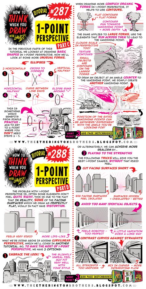 Etherington Brothers, 1 Point Perspective, Perspective Drawing Lessons, Comic Tutorial, How To Think, Point Perspective, Perspective Art, Background Drawing, Sketches Tutorial