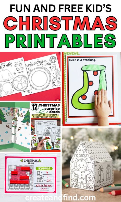 Free Christmas printables for kids. Christmas Preschool Printables Free, Free Christmas Activities Preschool, Free Christmas Printables Preschool, Christmas Activities For Kindergarteners, Christmas Crafts Ideas For Kids, Free Preschool Christmas Printables, Elf Activities For Kids Classroom, Toddler Christmas Games, Christmas Learning Activities Preschool Free Printable