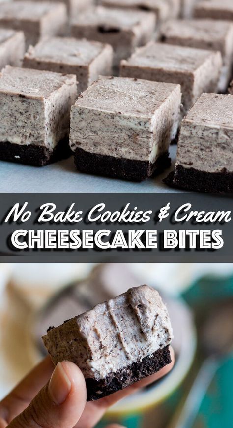 Dessert Crepes, Oreo Cheesecake Bites, Cookies And Cream Cheesecake, No Bake Oreo Cheesecake, Cream Cheesecake, Delicious Deserts, Oreo Recipes, Recipes Appetizers, Cheesecake Bites