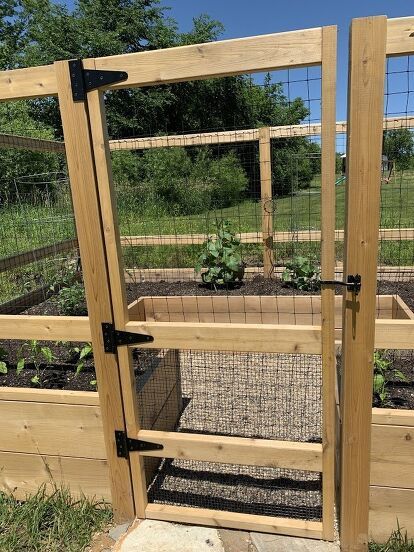 Covered Garden Boxes, Vegetable Garden Deer Proof, Diy Deer Proof Raised Garden Beds, Raised Bed Garden Fencing Ideas, Raised Fenced Garden Beds, Deer Fenced Garden, Raised Bed With Fence, Garden Design Deer Proof, Raised Garden Fence Ideas