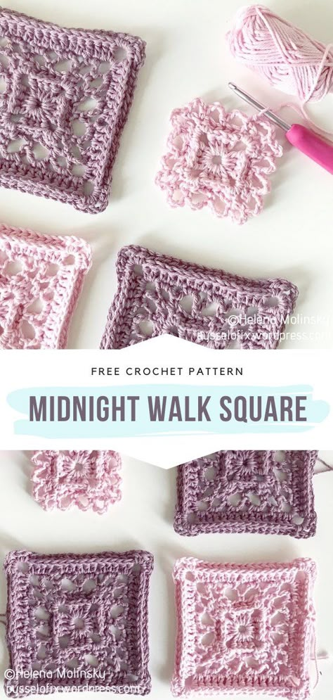 Artistic Lace Motif Crochet Squares - Free Patterns Lacy Granny Square Pattern, Midnight Walk, Motifs Granny Square, Beau Crochet, Granny Square Crochet Patterns Free, Free Pattern Download, Confection Au Crochet, Crochet Motif Patterns, Crochet Blocks