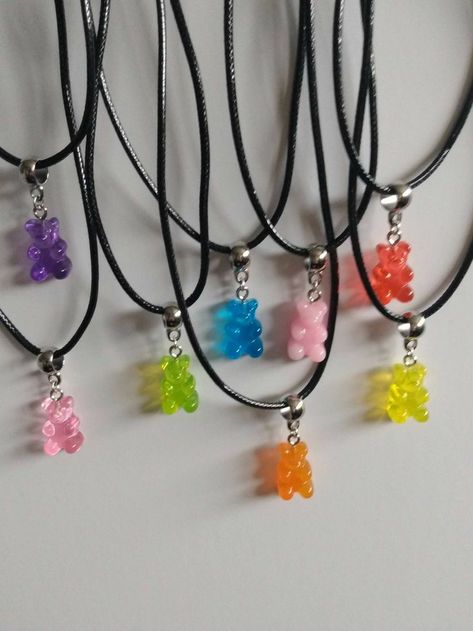 Gummy Bears Necklace, Collares Aesthetic, Indie Necklace, Gummy Bear Necklace, Yes No, Jelly Bear, Necklace For Kids, Girls Choker, Pretty Jewelry Necklaces