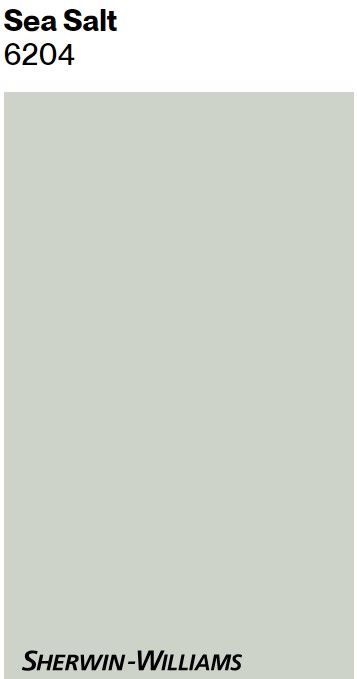 Sherwin-Williams Sea Salt paint color swatch. Sea Salt Paint Color, Salt Paint, Sea Salt Paint, Texture Decor, Paint Color Swatches, Sea Salt Sherwin Williams, Benjamin Moore White, English Country Cottage, London Interior