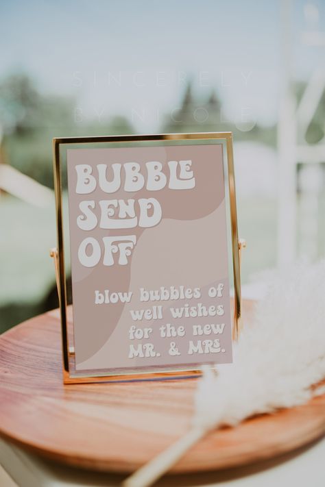 Bubble Send Off Sign, Bubble Send Off, Photo Guest Book Sign, Open Bar Sign, Wedding Bubbles, Wedding Guest Book Sign, Photo Guest Book, Retro Wedding, Open Bar